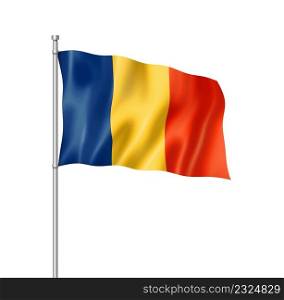 Chad flag, three dimensional render, isolated on white. Chad flag isolated on white
