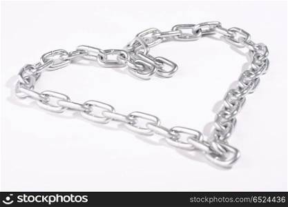 Chain combined in the form of heart. Strong love