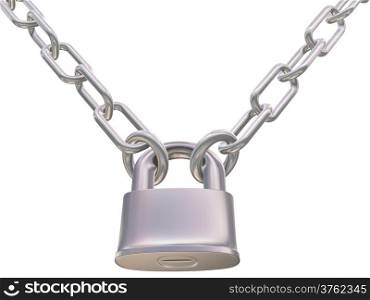 chains and padlock isolation on white background - 3d illustration
