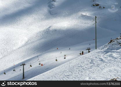 Chair Lift in the Dolomites at the Pordoi Pass