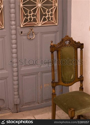 Chair outside doorway in Kusadasi Turkey