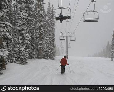 Chairlift on a ski slope in Vail, Colorado