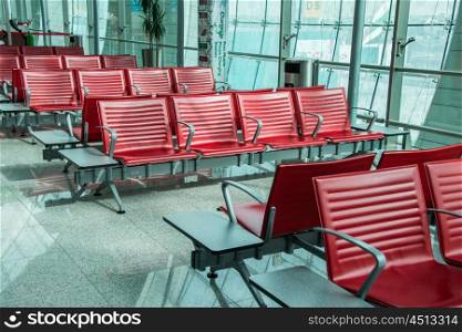 Chairs in the airport lounge area