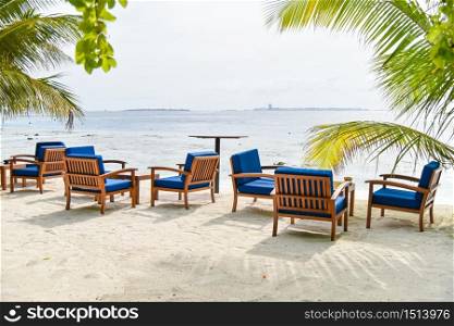 Chairs on the beach in Adaaran island,Maldives