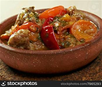 chakhokhbili with tomatoes and onions .Georgian Chicken traditional food