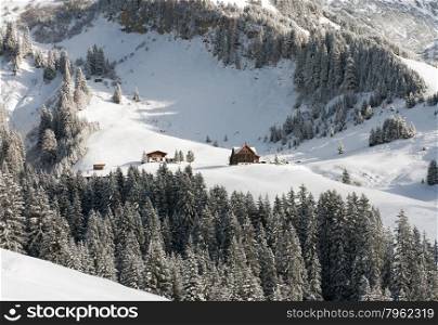 Chalets, near Mount Biberkopf, Warth am Alberg, Vorarlberg, Austria