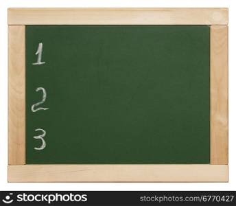 chalk board with 1.2.3 on white background