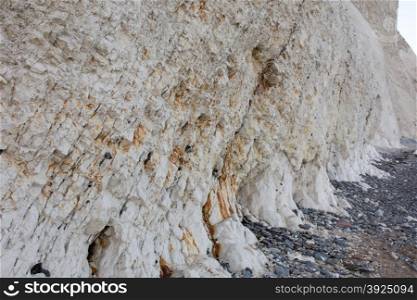 Chalk cliff at mons klint. Chalk cliff at mons klint with flint stones
