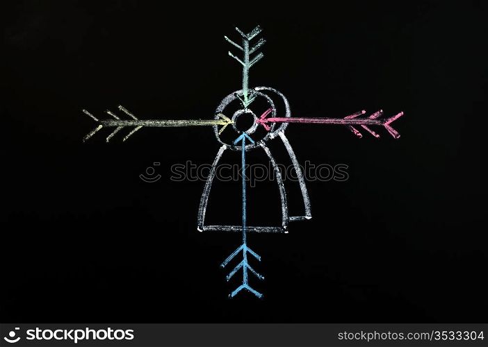 "Chalk drawing concept of "Target your customers" on a blackboard"