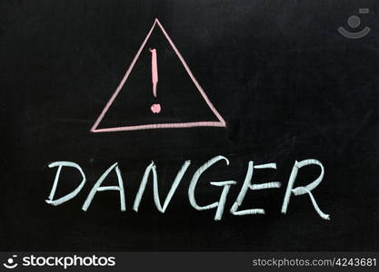 Chalk drawing - Danger sign and text