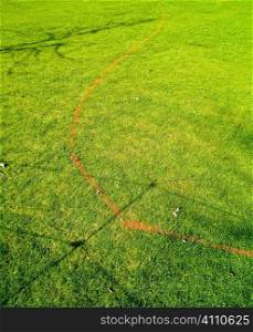 Chalk outline on grass, Hyde Park, London
