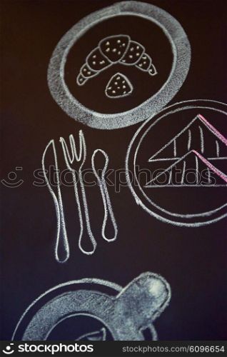 chalkboard design with breakfast drawings