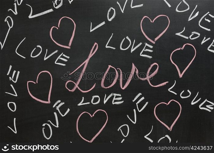 Chalkboard drawing - Group of Love words