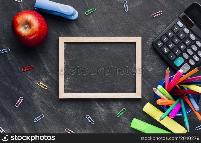 chalkboard slate with various stationery