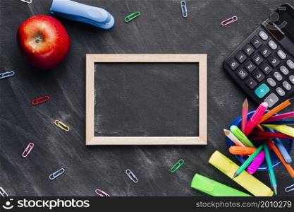 chalkboard slate with various stationery