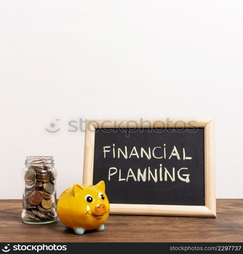 chalkboard with financial planning text money