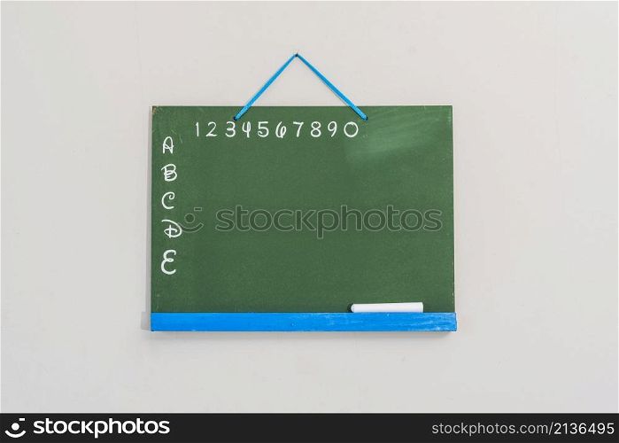 chalkboard with letters numbers