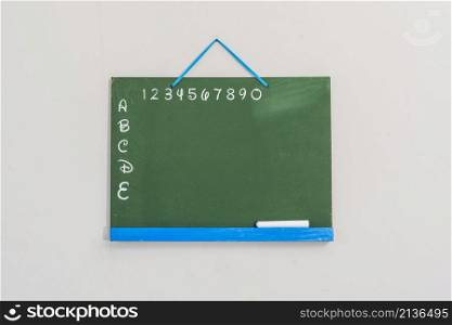 chalkboard with letters numbers