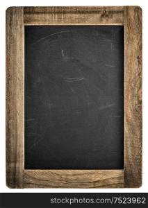 Chalkboard with wooden frame. Vintage blackboard isolated on white background