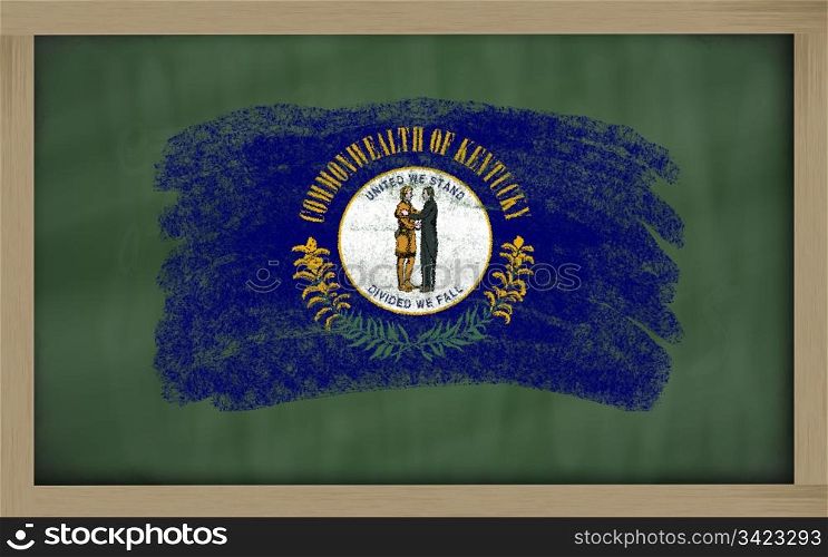Chalky american state of kentucky flag painted with color chalk on old blackboard