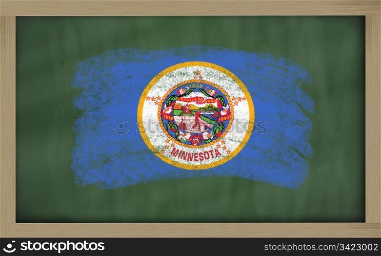Chalky american state of minnesota flag painted with color chalk on old blackboard