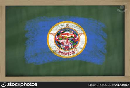 Chalky american state of minnesota flag painted with color chalk on old blackboard