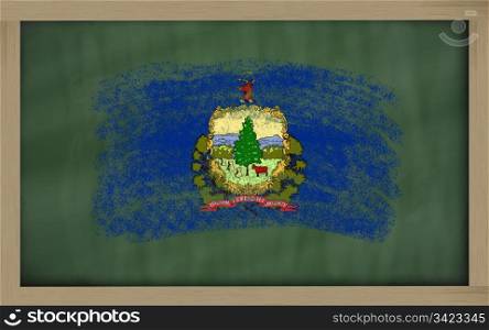 Chalky american state of vermont flag painted with color chalk on old blackboard