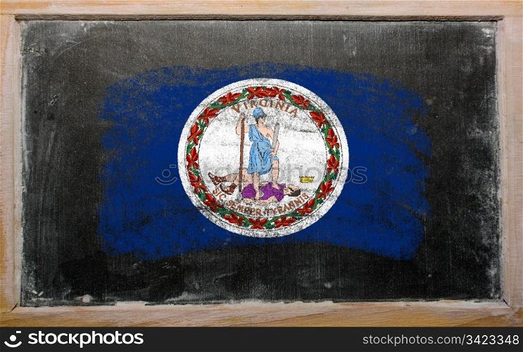 Chalky american state of virginia flag painted with color chalk on old blackboard