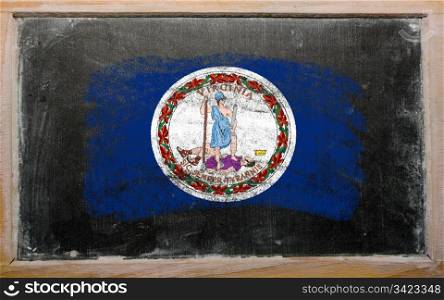 Chalky american state of virginia flag painted with color chalk on old blackboard