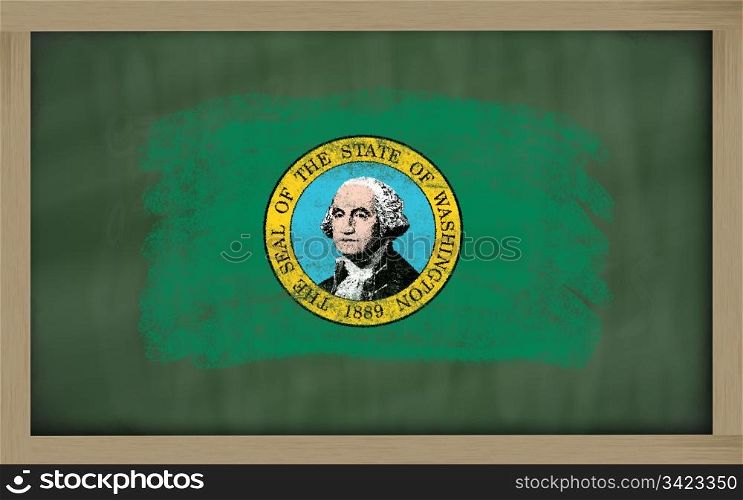 Chalky american state of washington flag painted with color chalk on old blackboard