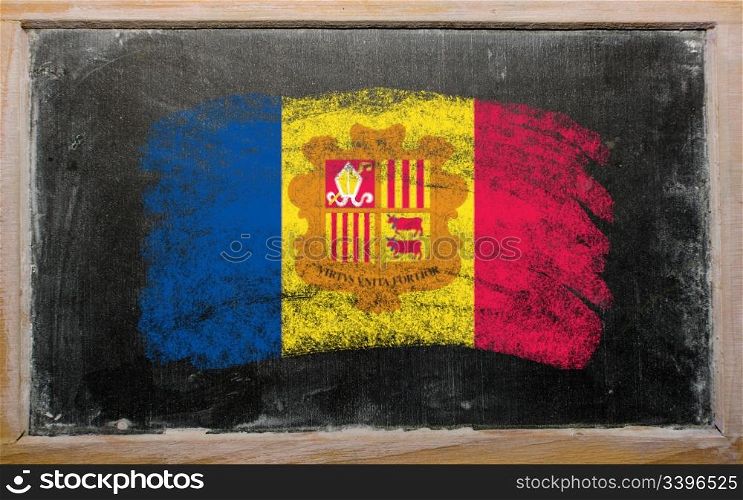 Chalky andoran flag painted with color chalk on old blackboard