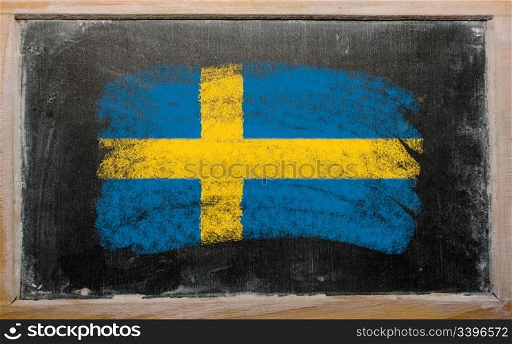 Chalky argentinian flag painted with color chalk on old blackboard