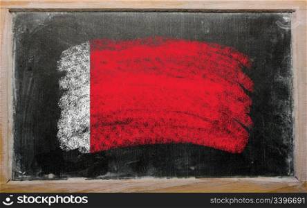 Chalky bahrain flag painted with color chalk on old blackboard