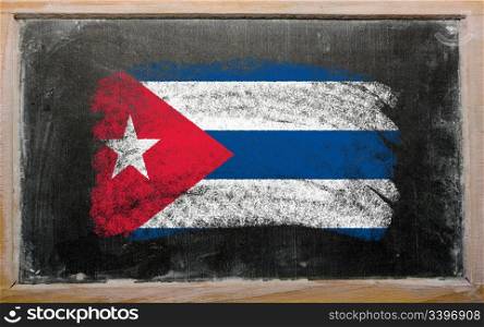 Chalky cuban flag painted with color chalk on old blackboard