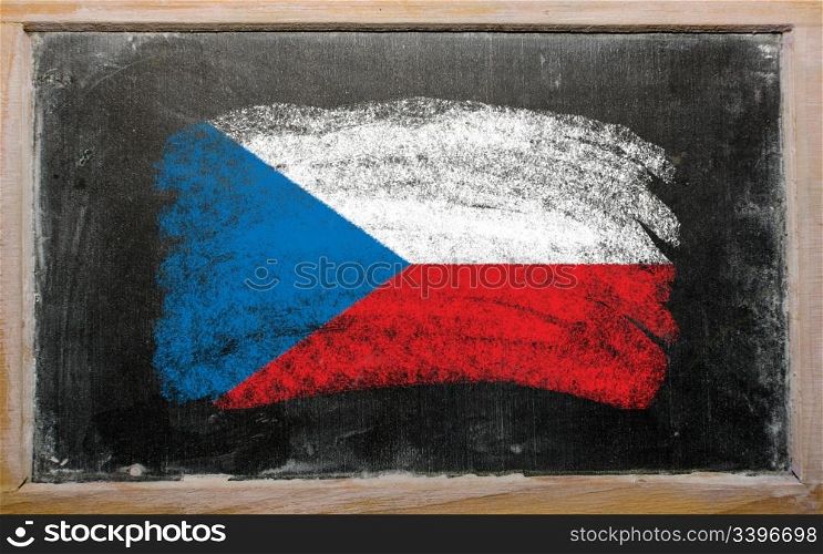 Chalky czech republic flag painted with color chalk on old blackboard