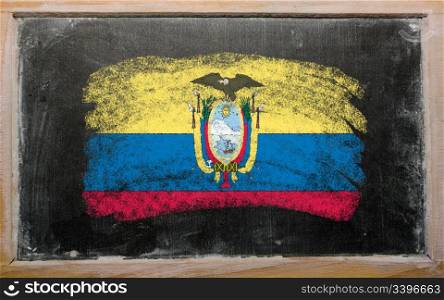 Chalky ecuadorian flag painted with color chalk on old blackboard