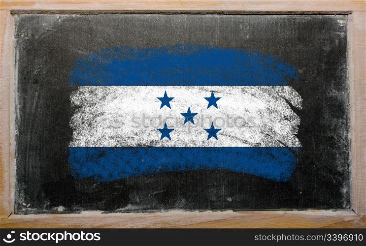 Chalky Honduras flag painted with color chalk on old blackboard