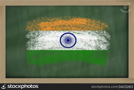 Chalky india flag painted with color chalk on old blackboard