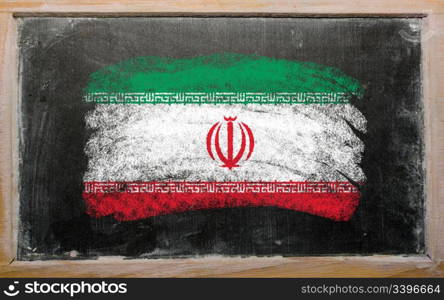 Chalky iran flag painted with color chalk on old blackboard