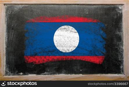 Chalky laos flag painted with color chalk on old blackboard