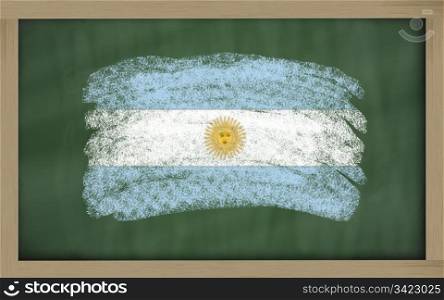 Chalky national flag of argentina painted with color chalk on blackboard illustration