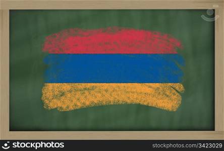 Chalky national flag of armenia painted with color chalk on blackboard illustration