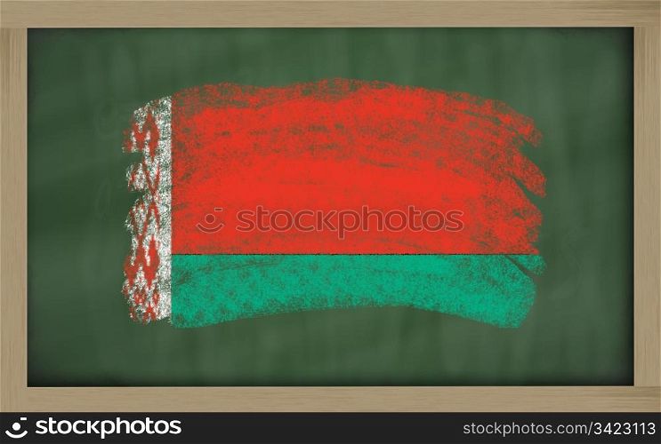 Chalky national flag of belarus painted with color chalk on blackboard illustration