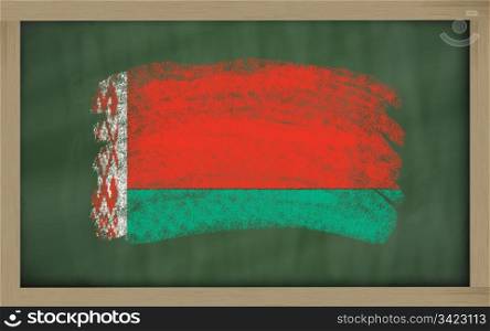 Chalky national flag of belarus painted with color chalk on blackboard illustration