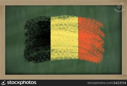 Chalky national flag of belgium painted with color chalk on blackboard illustration