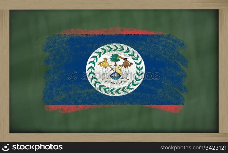 Chalky national flag of belize painted with color chalk on blackboard illustration