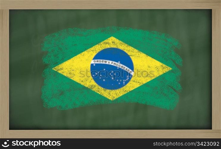 Chalky national flag of brazil painted with color chalk on blackboard illustration