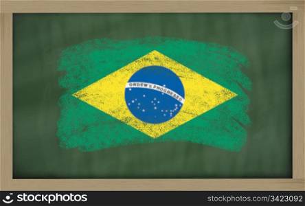 Chalky national flag of brazil painted with color chalk on blackboard illustration