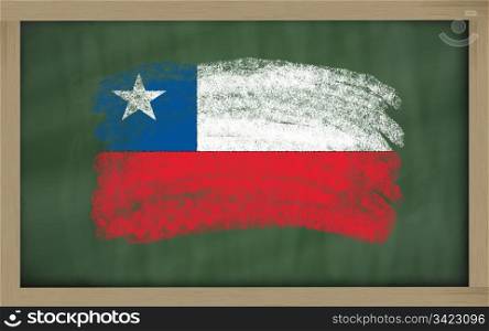 Chalky national flag of chile painted with color chalk on blackboard illustration