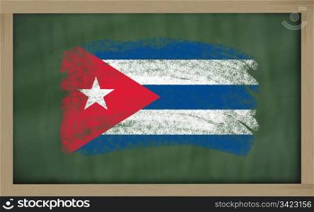Chalky national flag of cuba painted with color chalk on blackboard illustration